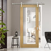 Saturn Tubular Stainless Steel Sliding Track & Walden Oak Door - Clear Glass - Unfinished