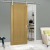 Saturn Tubular Stainless Steel Sliding Track & Walden Oak Door - Unfinished