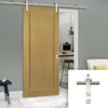 Saturn Tubular Stainless Steel Sliding Track & Walden Oak Door - Unfinished