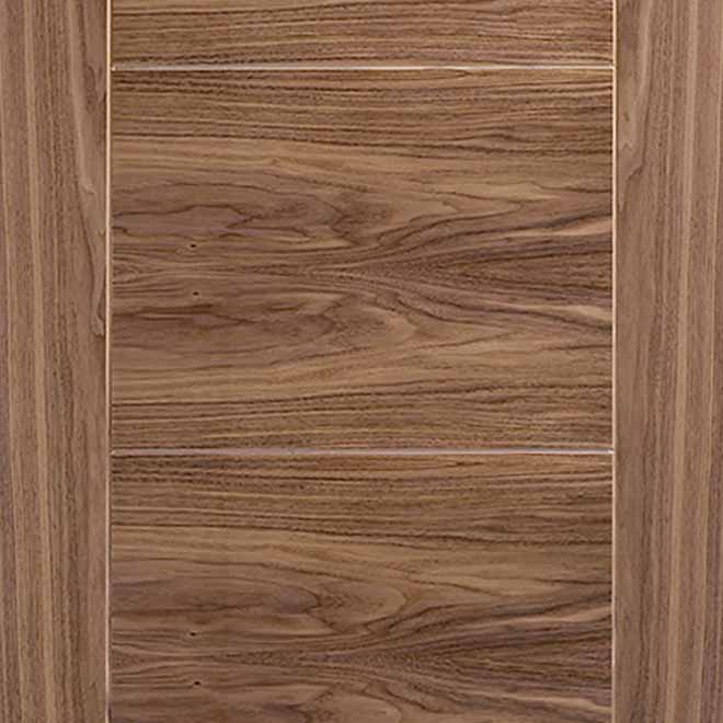 Bespoke Vancouver Walnut 5P Flush Double Pocket Door Detail - Prefinished