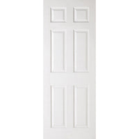 White Fire Door, Textured 6 Panel Door - 1/2 Hour Rated - White Primed