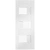 Perugia White Panel Staffetta Twin Telescopic Pocket Doors - Clear Glass - Prefinished