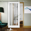 Saturn Tubular Stainless Steel Sliding Track & Worcester 3 Pane Door - Clear Glass - White Primed