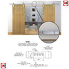 Double Sliding Door & Track - Pattern 10 Shaker Oak Doors - Obscure Glass - Prefinished