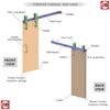 Single Sliding Door & Track - Seis Charcoal Black Flush Door - Prefinished