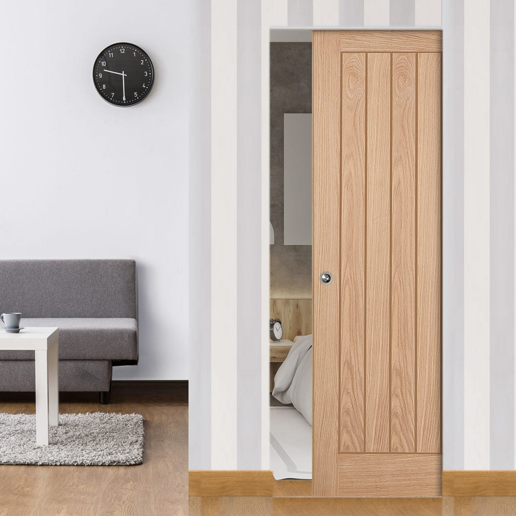 Belize Oak Absolute Evokit Single Pocket Doors -Prefinished