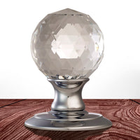 AC020  Delamain Ice Facetted Crystal Mortice Knob Handles - 2 Finishes
