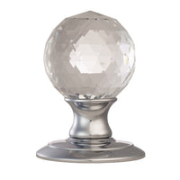 AC020  Delamain Ice Facetted Crystal Mortice Knob Handles - 2 Finishes