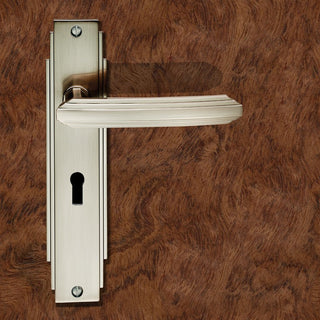 Image: Art Deco ADR011 Lever Lock Door Handles on Backplate - 2 Finishes