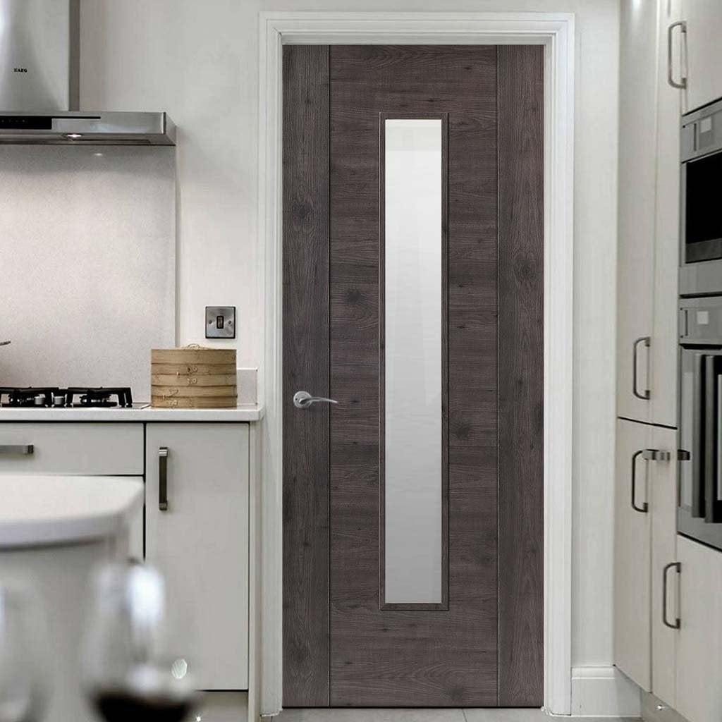 Modern interior grey door