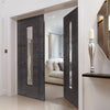 J B Kind Laminates Alabama Cinza Dark Grey Coloured Door Pair - Clear Glass - Prefinished