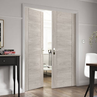 Image: J B Kind Laminates Alabama Fumo Smoky Grey Coloured Door Pair - Prefinished