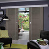 Double Sliding Door & Wall Track - Alcaraz Chocolate Grey Doors - Prefinished