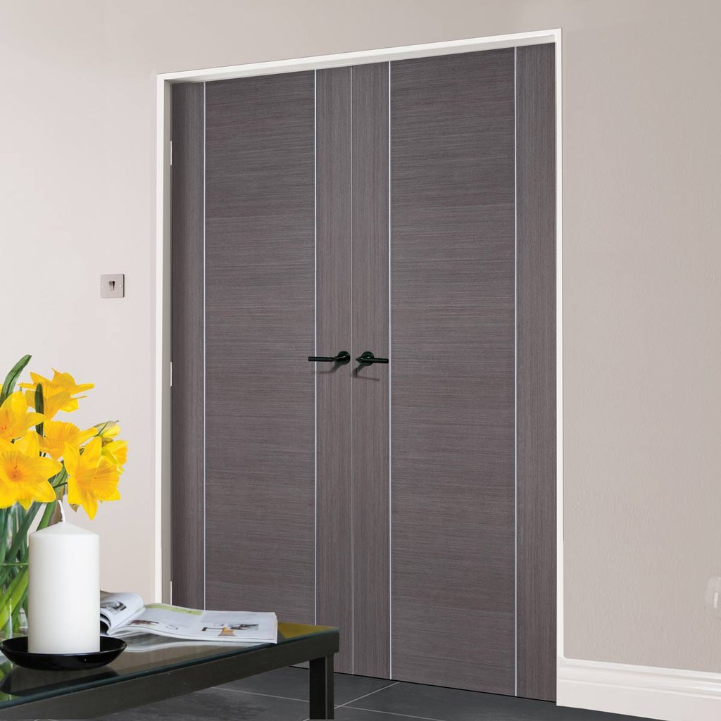 Bespoke Chocolate Grey Alcaraz Door Pair - Prefinished