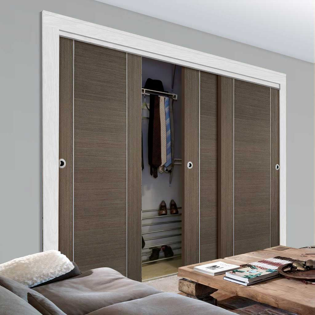 Bespoke Chocolate Grey Alcaraz Door - 3 Door Wardrobe and Frame Kit - Prefinished