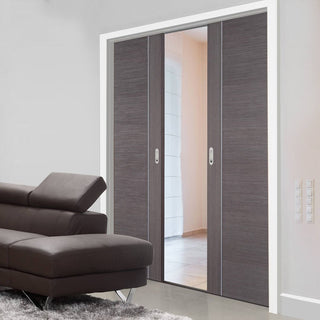 Image: Chocolate Grey Alcaraz Double Evokit Pocket Door - Prefinished