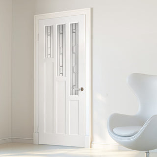 Image: Alexander Lightly Grained Internal PVC Door - Tay Style Sandblasted Glass