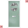 Cottage Style Alfetta 2 Composite Front Door Set with Abstract Glass - Shown in Chartwell Green