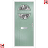 Cottage Style Alfetta 2 Composite Front Door Set with Abstract Glass - Shown in Chartwell Green