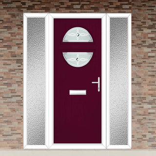 Image: Cottage Style Alfetta 2 Composite Front Door Set with Double Side Screen - Pusan Glass - Shown in Purple Violet