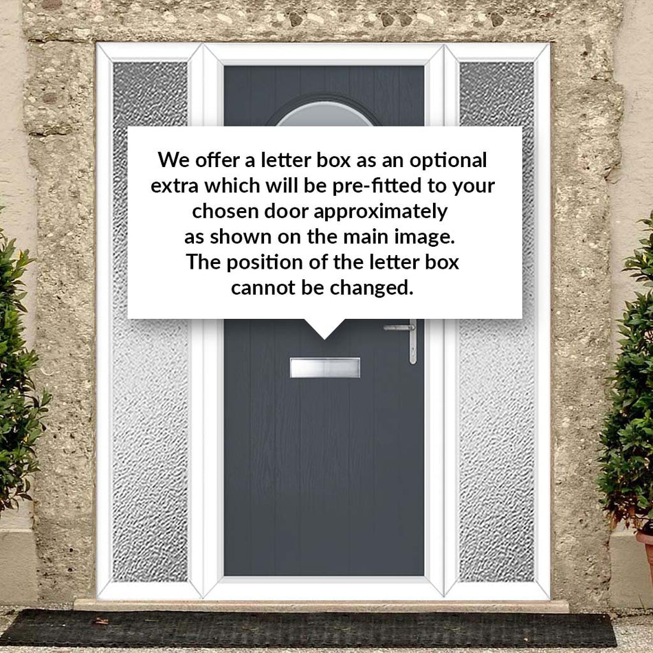 Cottage Style Alfetta 2 Composite Front Door Set with Double Side Screen - Ice Edge Glass - Shown in Slate Grey