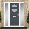 Cottage Style Alfetta 2 Composite Front Door Set with Double Side Screen - Ice Edge Glass - Shown in Slate Grey