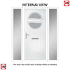 Cottage Style Alfetta 2 Composite Front Door Set with Double Side Screen - Ice Edge Glass - Shown in Slate Grey