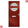 Cottage Style Alfetta 2 Composite Front Door Set with Mirage Glass - Shown in Red
