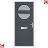 Cottage Style Alfetta 2 Composite Front Door Set with Ice Edge Glass - Shown in Slate Grey