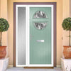 Cottage Style Alfetta 2 Composite Front Door Set with Single Side Screen - Abstract Glass - Shown in Chartwell Green