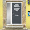 Cottage Style Alfetta 2 Composite Front Door Set with Single Side Screen - Ice Edge Glass - Shown in Slate Grey