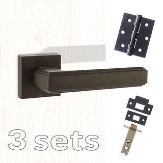 Image: Three Pack Forme Alila Designer Lever on Minimal Square Rose - Matt Black