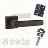 Three Pack Forme Alila Designer Lever on Minimal Square Rose - Matt Black