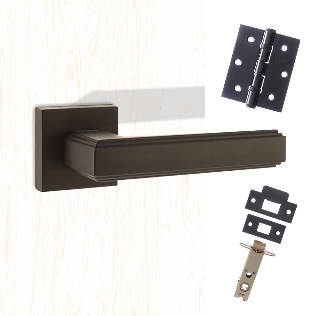Forme Alila Designer Lever on Minimal Square Rose - Matt Black Handle Pack