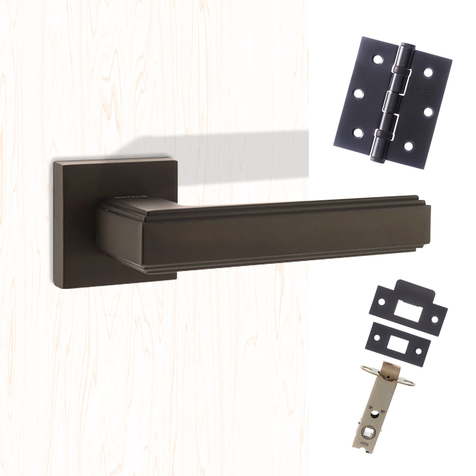 Forme Alila Designer Lever on Minimal Square Rose - Matt Black Handle Pack