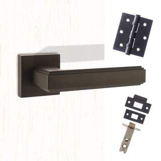 Image: Forme Alila Designer Lever on Minimal Square Rose - Matt Black Handle Pack