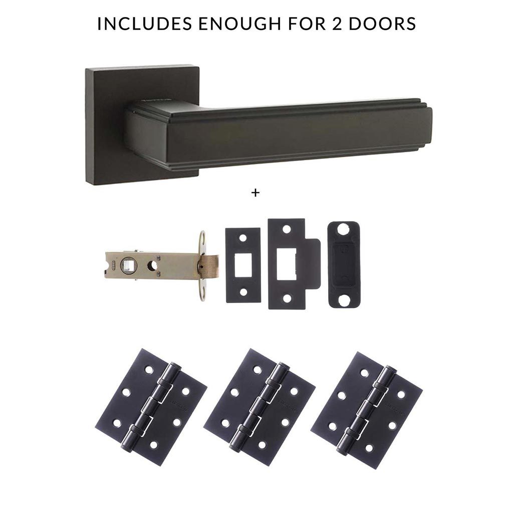 Forme Alila Designer Lever on Minimal Square Rose - Matt Black Handle Pack