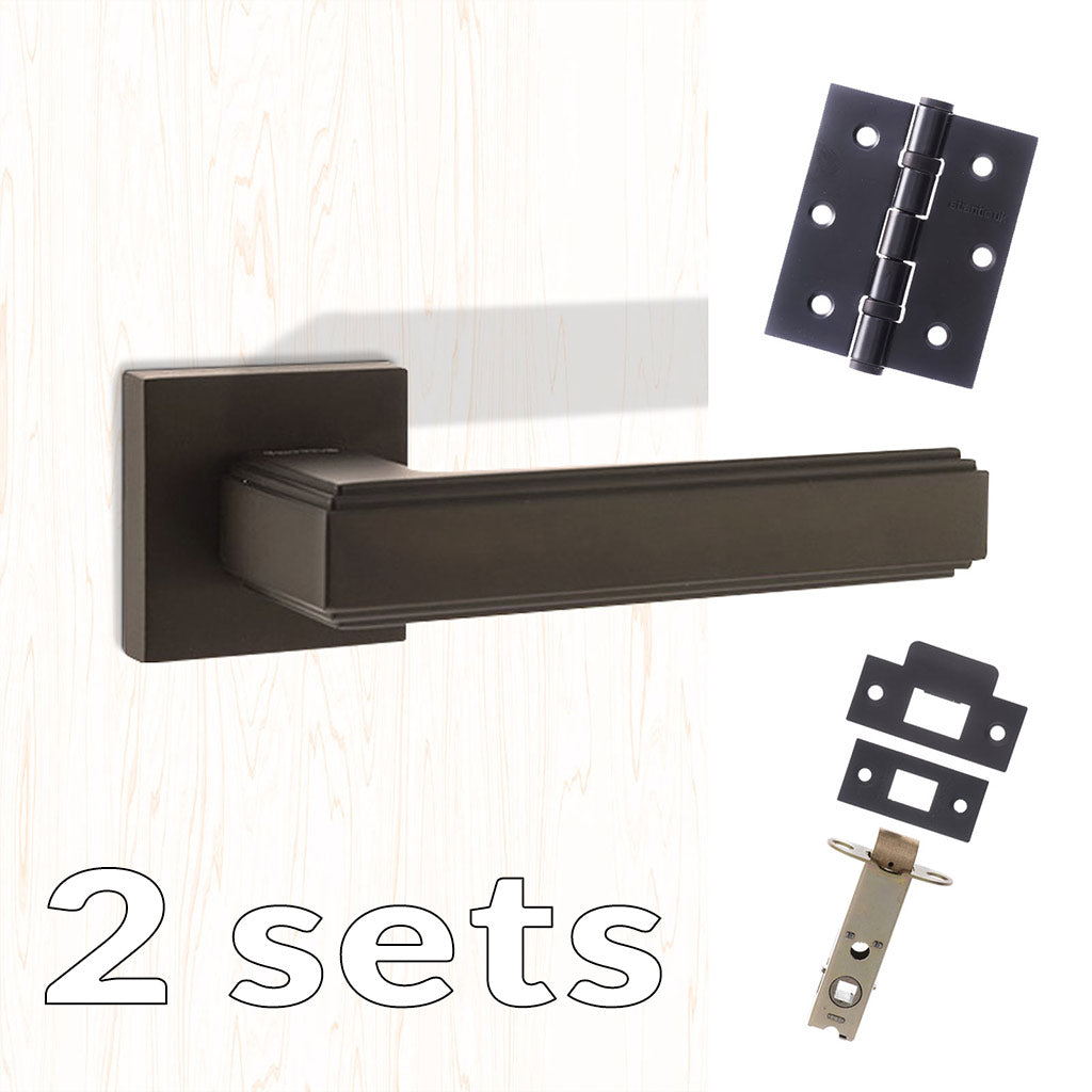 Two Pack Forme Alila Designer Lever on Minimal Square Rose - Matt Black