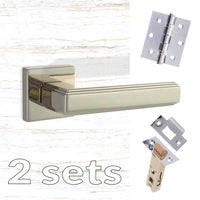 Two Pack Forme Alila Designer Lever on Minimal Square Rose - Polished Nickel
