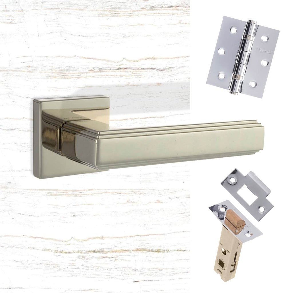 Forme Alila Designer Lever on Minimal Square Rose - Polished Nickel Handle Pack