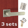 Three Pack Forme Alila Designer Lever on Minimal Square Rose - Satin Nickel