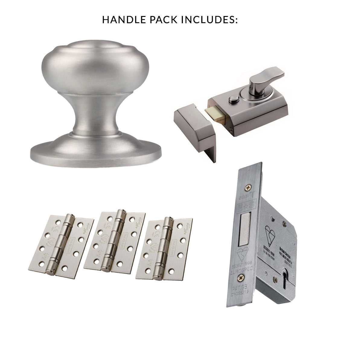 External M51 Centre Knob Front Door Handle Pack - Chrome Finish