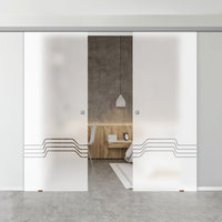 Double Glass Sliding Door - Allanton 8mm Obscure Glass - Clear Printed Design - Planeo 60 Pro Kit