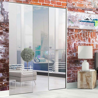 Image: Allanton 8mm Clear Glass - Obscure Printed Design - Double Absolute Pocket Door