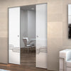 Allanton 8mm Obscure Glass - Clear Printed Design - Double Absolute Pocket Door