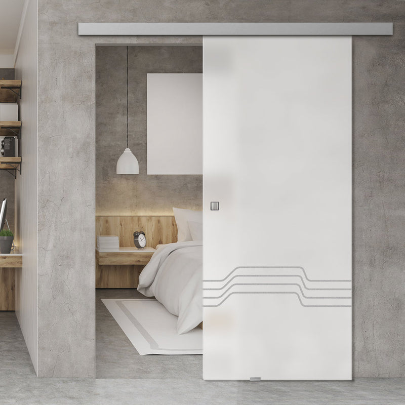 Single Glass Sliding Door - Allanton 8mm Obscure Glass - Obscure Printed Design - Planeo 60 Pro Kit