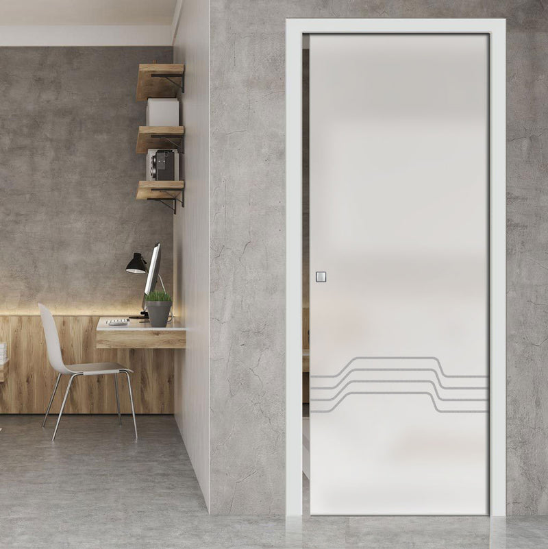 Allanton 8mm Obscure Glass - Obscure Printed Design - Single Evokit Glass Pocket Door