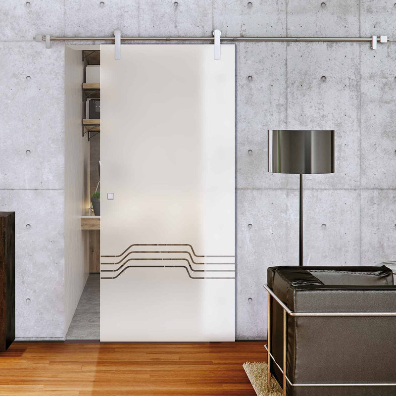 Allanton 8mm Obscure Glass - Clear Printed Design - Planeo 60 Pro Sliding Glass Door Kit