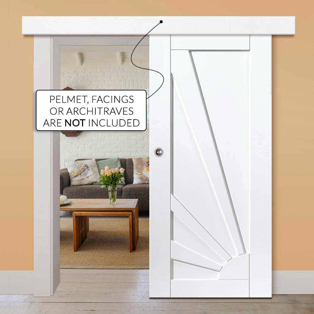 Single Sliding Door & Wall Track - Calypso Aurora White Primed Door