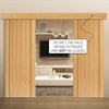 Double Sliding Door & Wall Track - Chartwell Flush Oak Doors - Prefinished